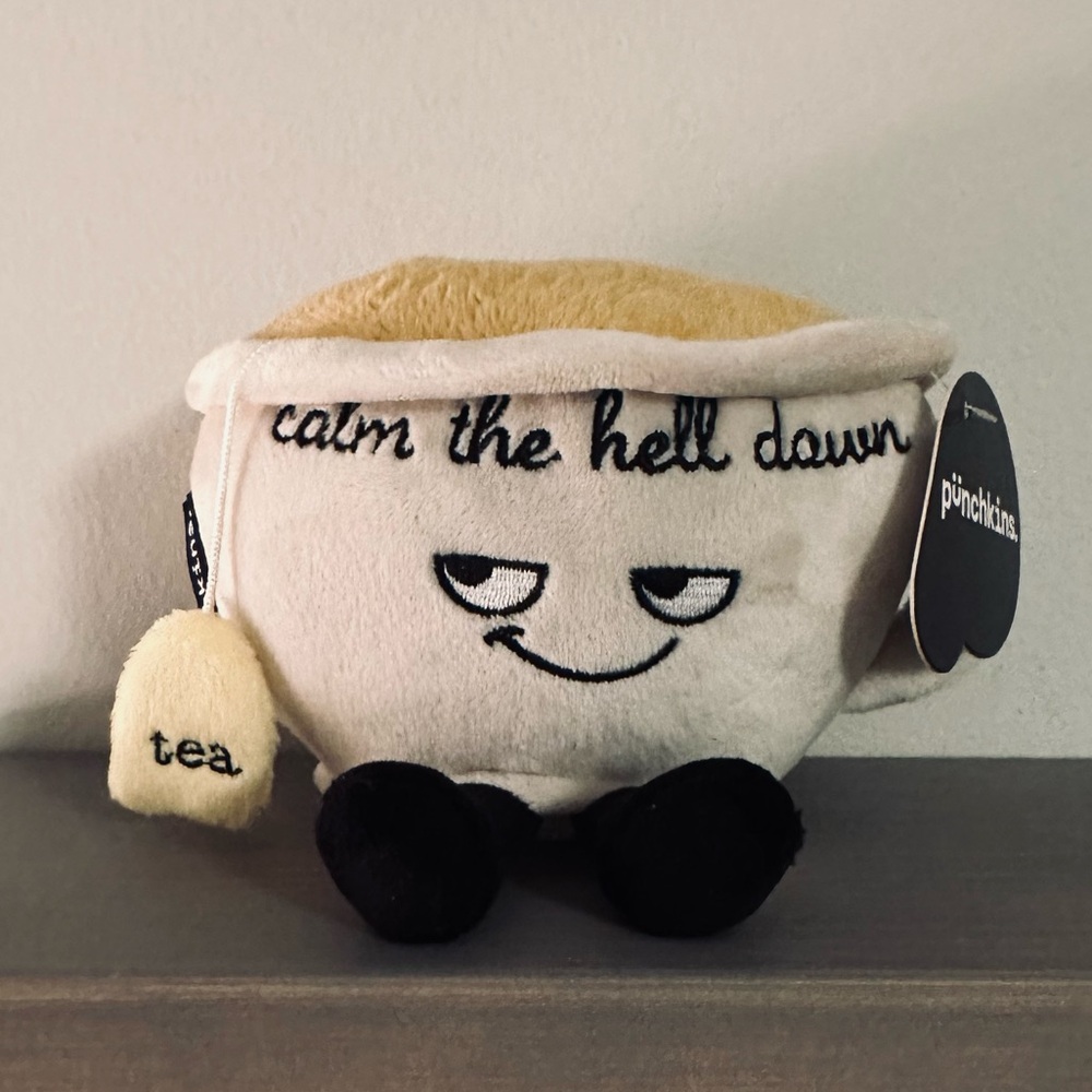 Punchkins Calm the hell down plush tea cup - NWT